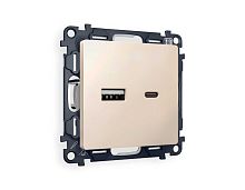 Комплект механизма розетки AMBRELLA VOLT ALFA Бежевый матовый 2USB A+C 20W (быстрая зарядка) QUANT (AP3310, VM177) MA331010