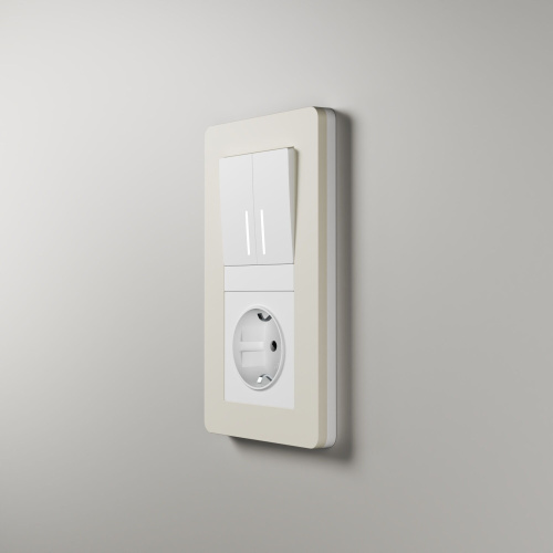 Рамка из поликарбоната на 2 поста Split айвори/белый, soft-touch W0023066 фото 5