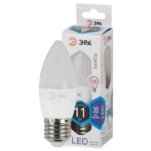 Лампа светодиодная ЭРА E27 11W 4000K матовая LED B35-11W-840-E27 Б0032983 фото 2