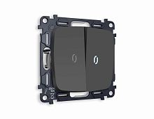 Комплект механизма 2-кл проходного выключателя AMBRELLA VOLT с подсветкой 5600K OMEGA Графит мягкое касание QUANT (OP9040, VM120, G25W) MO904035