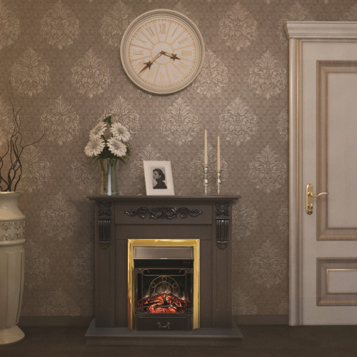 Электрокамин RealFlame Dominica DN орех с очагом Majestic Lux Brass фото 8