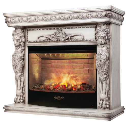 Каминокомплект ROMANO/ЛИОН Бежевый дуб с серой патиной с очагом Электроочаг FIRESTAR/ФАЕРСТАР 33 фото 2