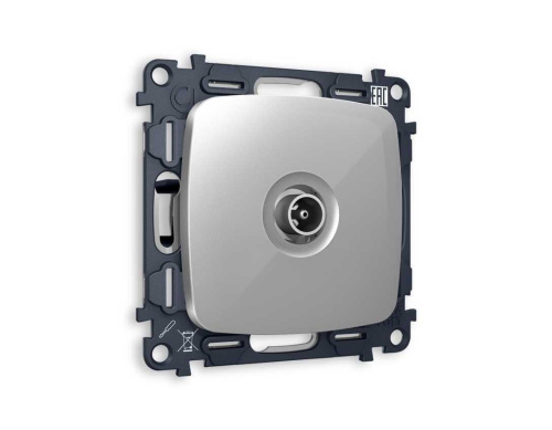 Комплект механизма TV розетки оконечной AMBRELLA VOLT OMEGA Серебро глянец 50-870 MHz 1dB QUANT (OP4130, VM202) MO413010