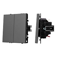 Механизм выключателя двухклавишный непроходной SWT-NOBE-MK02-SFPL-GR (230V, 10A) Arlight 054254