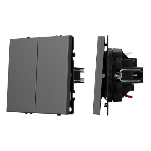 Механизм выключателя двухклавишный непроходной SWT-NOBE-MK02-SFPL-GR (230V, 10A) Arlight 054254