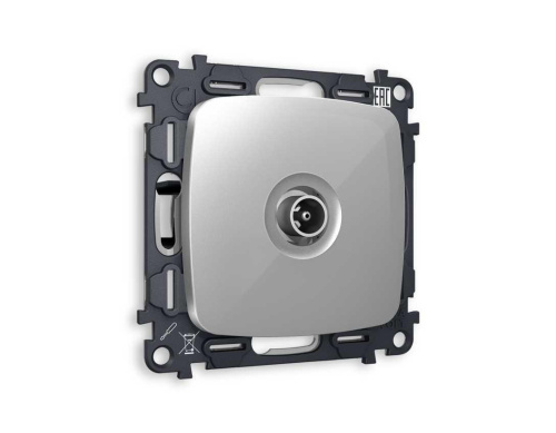 Комплект механизма TV розетки проходной AMBRELLA VOLT OMEGA Серебро глянец 5-1000 MHz 4dB QUANT (OP4130, VM211) MO413030