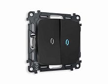 Комплект механизма 2-кл проходного выключателя AMBRELLA VOLT с подсветкой 10000K OMEGA Черный матовый QUANT (OP8040, VM120, G29B) MO804040