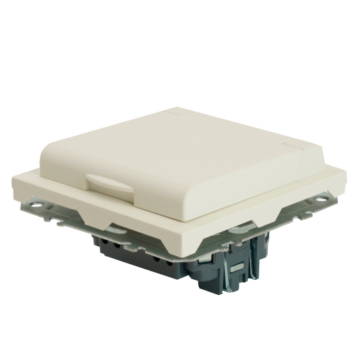 Розетка 1-местная с крышкой с защ. штор, STEKKER, б/з, IP42, 250В, 16А, серия Эмили, RST16-5113-01, белый фарфор, soft touch фото 4