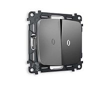 Комплект механизма 2-кл выключателя AMBRELLA VOLT с подсветкой 5600K OMEGA Антрацит серый QUANT (OP6540, VM115, G14W) MO654015