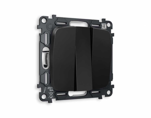 Комплект механизма 3-кл выключателя AMBRELLA VOLT OMEGA Черный матовый 10A-250V QUANT (OP8050, VM133) MO805010