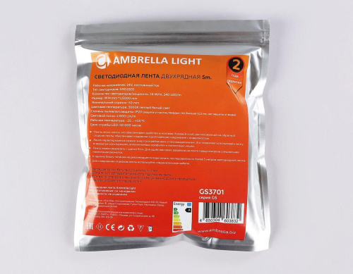 Светодиодная лента Ambrella Light 24W/m 240LED/m 2835SMD теплый белый 5M GS3701 фото 5