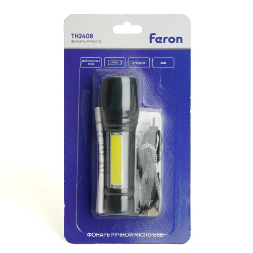 Фонарь ручной Feron TH2408 с аккумулятором USB ZOOM фото 10
