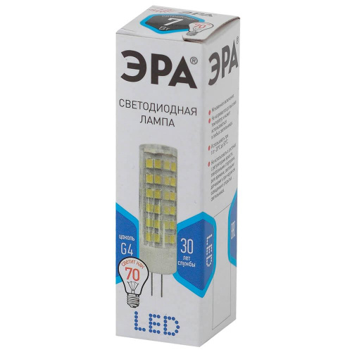 Лампа светодиодная ЭРА G4 7W 4000K прозрачная LED JC-7W-220V-CER-840-G4 Б0027860 фото 3
