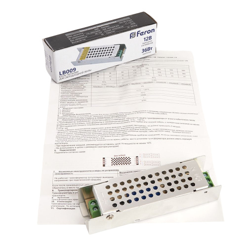 Трансформатор электронный для светодиодной ленты 36W 12V (драйвер), LB009 FERON фото 5