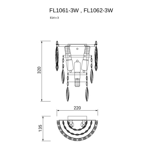 Бра The Empress Gold FL1061-3W фото 2