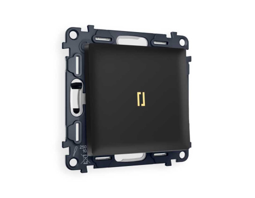 Комплект механизма 1-кл выключателя AMBRELLA VOLT с подсветкой 3200K ALFA Черный матовый QUANT (AP8020, VM101, G11Y) MA802010