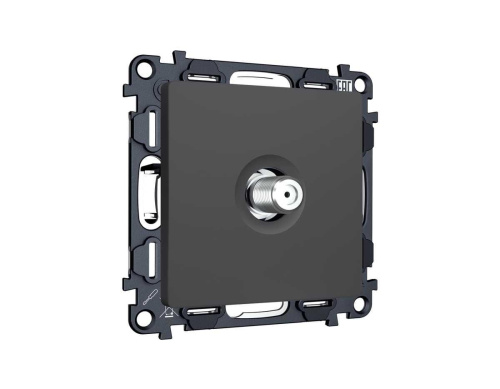 Комплект механизма TV розетки SAT 5-2400MHz 3.5dB Ambrella Volt ALFA Графит мягкое касание QUANT (AP9130, VM215) MA913050