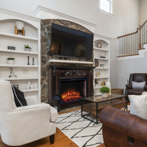 Каминокомплект SALFORD/ОЛИВА Античный дуб с очагом Электроочаг EPSILON/ЭПСИЛОН 33 фото 3