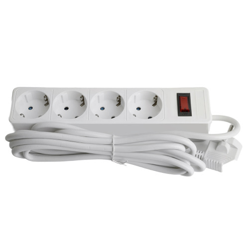 Сетевой фильтр 4-местный с/з STEKKER HM20-41-03 3x1мм2, 3 м, серия Optima, белый фото 6