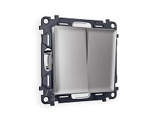 Комплект механизма 2-кл проходного выключателя AMBRELLA VOLT ALFA Сталь матовый QUANT (AP5030, VM120) MA503020