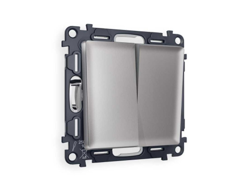 Комплект механизма 2-кл выключателя AMBRELLA VOLT ALFA Сталь матовый QUANT (AP5030, VM115) MA503010