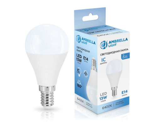 Лампа светодиодная Шар P45 13W 6400K Ambrella light Bulding 451316 фото 3
