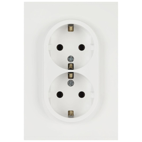 Розетка ЭРА Arktik 16-2105-08 двойная с заземлением 2X2P+E Schuko со шторками 16А-250В белый матовый Б0070461