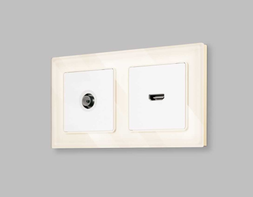 Комплект механизма TV розетки проходной AMBRELLA VOLT ALFA Белый матовый 5-1000 MHz 4dB QUANT (AP1330, VM211) MA133030 фото 4