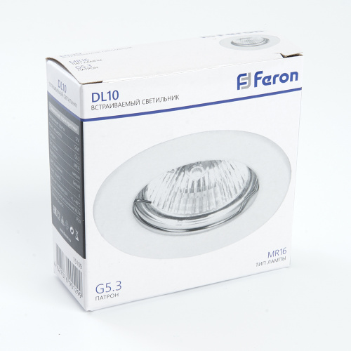 Светильник встраиваемый Feron DL10 потолочный MR16 G5.3 белый фото 4