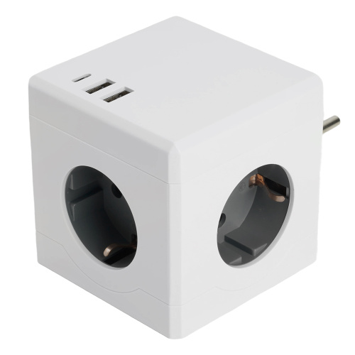 Разветвитель сетевой 3-местный с/з STEKKER ADP16-33-21, 250V, 16A, ABS пластик, белый фото 4