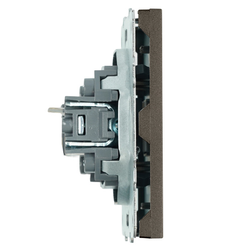 Розетка компьютерная 1-местная RJ-45 (механизм), STEKKER, серия Эмили, RST00-5117-09, антрацит, soft touch фото 3