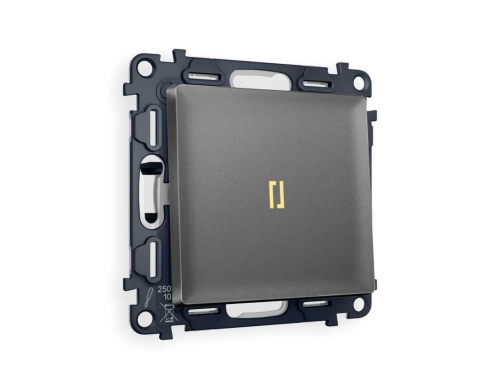 Комплект механизма 1-кл выключателя AMBRELLA VOLT с подсветкой 3200K ALFA Антрацит серый QUANT (AP6520, VM101, G11Y) MA652010