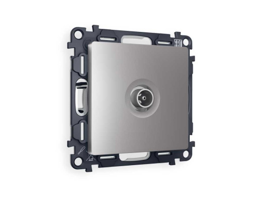 Комплект механизма TV розетки проходной AMBRELLA VOLT ALFA Сталь матовый 5-1000 MHz 4dB QUANT (AP5130, VM211) MA513030