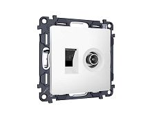 Комплект механизма розетки компьютерной + TV оконечной RJ-45 с автоматической защитной шторкой ALFA Белый матовый QUANT (AP1325, VM195) MA132510