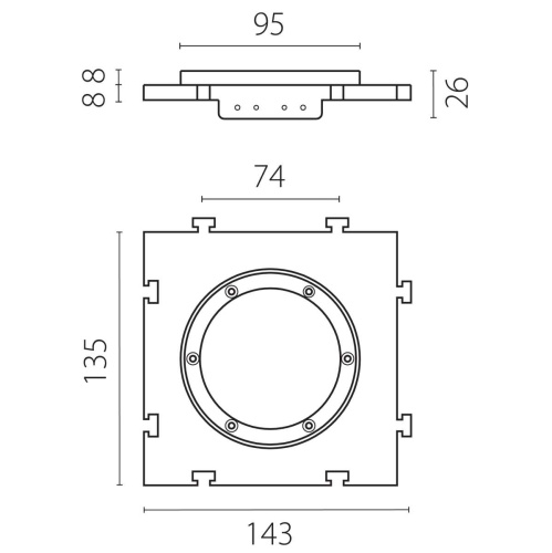Рамка скрытого монтажа (суппорт д/натяжного потолка) д/встраиваемых светильников с наружным диаметром 80-90мм Anello Lightstar 012000 фото 3
