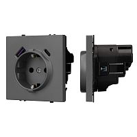Механизм розетки с USB зарядкой SCT-NOBE-MUAC-SFPL-GR (230V, 16A) Arlight 054287