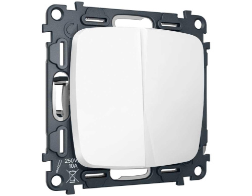 Комплект механизма 2-клавишного перекрестного выключателя 10A-250V Ambrella Volt OMEGA Белый матовый QUANT (OP1230, VM125) MO123030