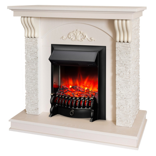 Электрокамин RealFlame Corfino WT айвори с очагом Fobos Lux Black фото 2