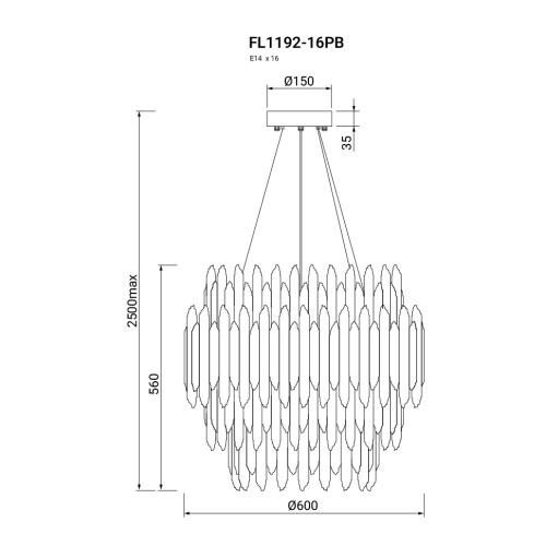 Люстра подвесная Selena FL1192-16PB фото 3