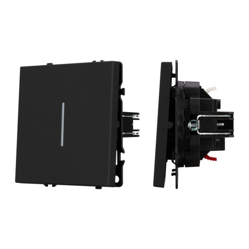 Механизм выключателя одноклавишный проходной LED SWT-NOBE-MKP1-SFPL-L-BK (230V, 10A) Arlight 054261