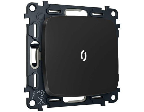 Комплект механизма 1-клавишного выключателя с самовозвратом с подсветкой 5600K Ambrella Volt OMEGA Черный матовый QUANT (OP8020, VM113, G14W) MO802055