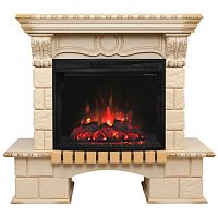 Электрокамин RealFlame Bolero WT белый дуб с золотой патиной с очагом Evrika 25,5 LED