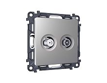 Комплект механизма розетки TV оконечной + SAT 5-862MHz 3.5dB/950-2150MHz 3.5dB Ambrella Volt ALFA Сталь матовый QUANT (AP5133, VM217) MA513310