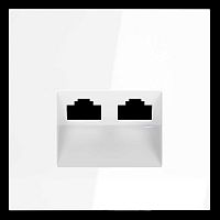 Накладка для розетки компьютерной двойной RJ45+RJ45 кат.6, S70 (белый глянцевый) Voltum VLS001401
