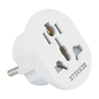 Адаптер-переходник для евровилки с/з, ультраплоский, STEKKER ADP16-06-20W , 250В, 16A, IP20,белый