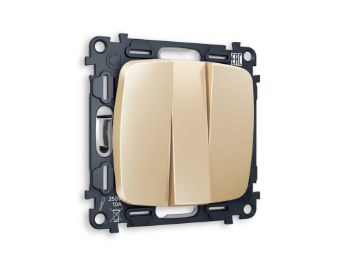 Комплект механизма 3-кл выключателя AMBRELLA VOLT OMEGA Шампань QUANT (OP6050, VM133) MO605010 Комплект механизма 3-кл выключателя AMBRELLA VOLT OMEGA Шампань QUANT (OP6050, VM133) MO605010