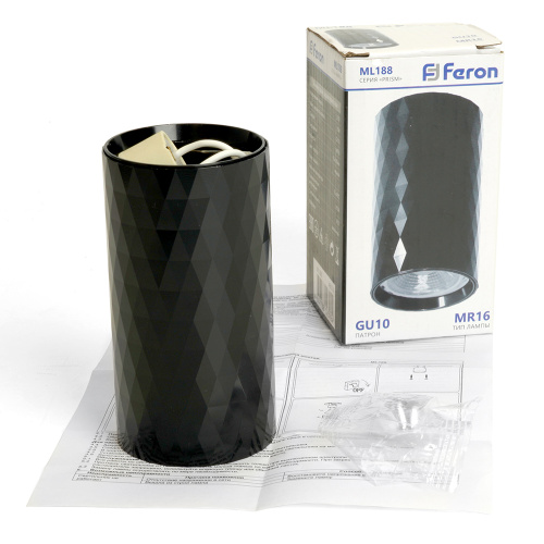 Светильник потолочный Feron ML188 Barrel PRISM MR16 GU10 35W 230V, черный фото 7