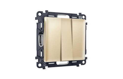 Комплект механизма 3-кл выключателя AMBRELLA VOLT ALFA Шампань QUANT (AP6050, VM133) MA605010 Комплект механизма 3-кл выключателя AMBRELLA VOLT ALFA Шампань QUANT (AP6050, VM133) MA605010