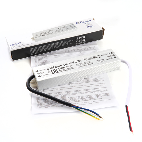 Трансформатор электронный для светодиодной ленты 60W 12V IP67 (драйвер), LB007 FERON фото 6