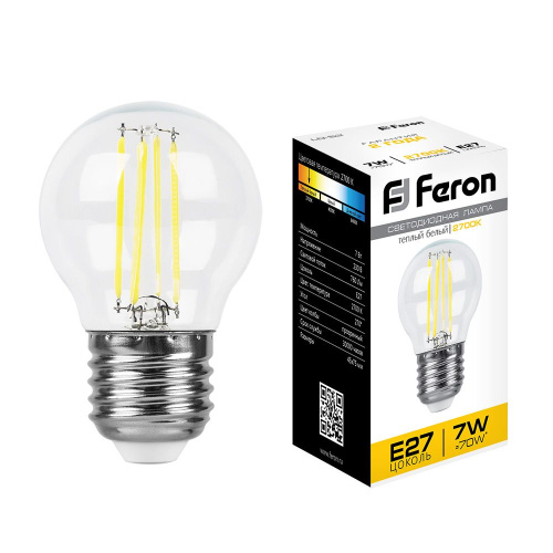 Лампа светодиодная Feron LB-52 Шарик E27 7W 230V 2700K фото 2